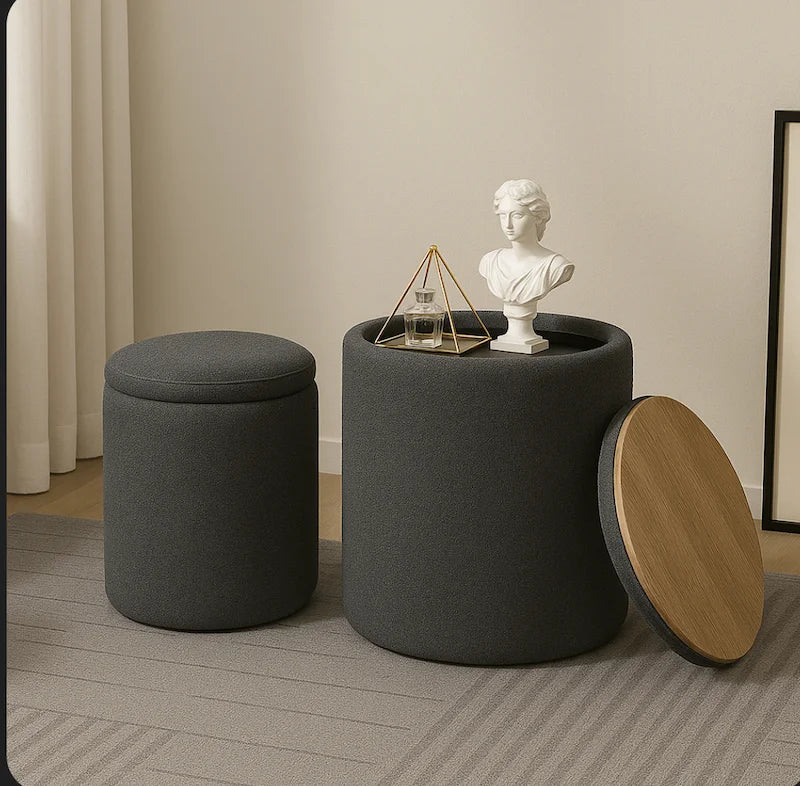 Pouf Bouclé multifonction 4en1 - 2Psc