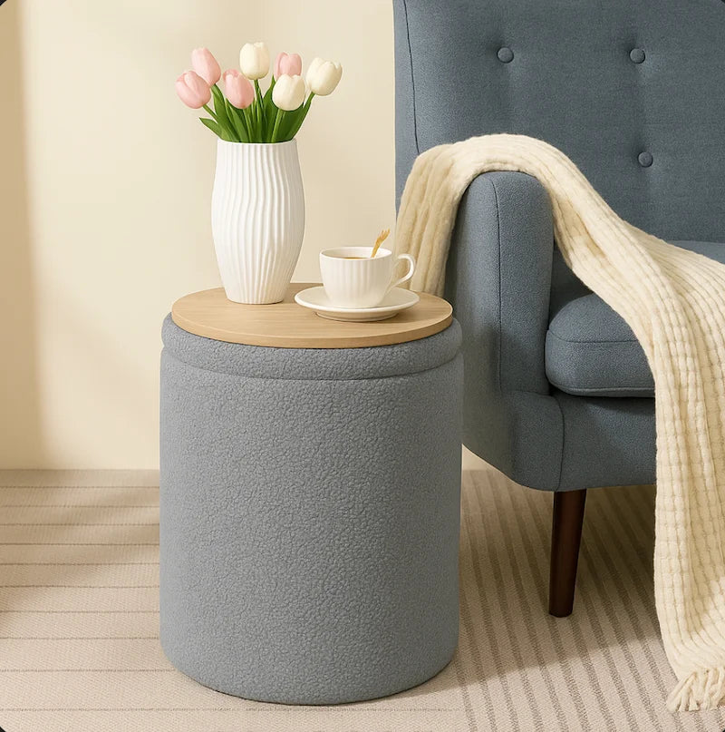 Pouf Bouclé multifonction 4en1 - 2Psc