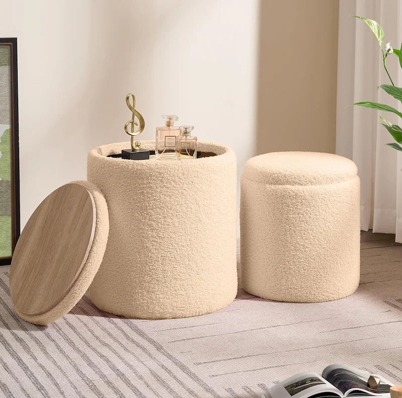 Pouf Bouclé multifonction 4en1 - 2Psc