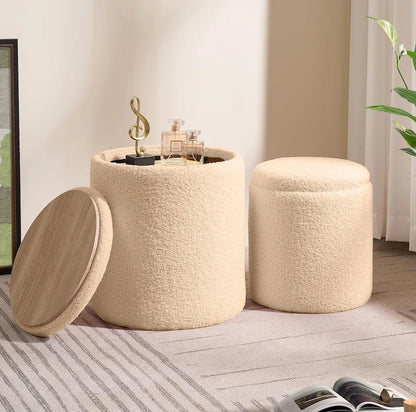 Pouf Bouclé multifonction 4en1 - 2Psc