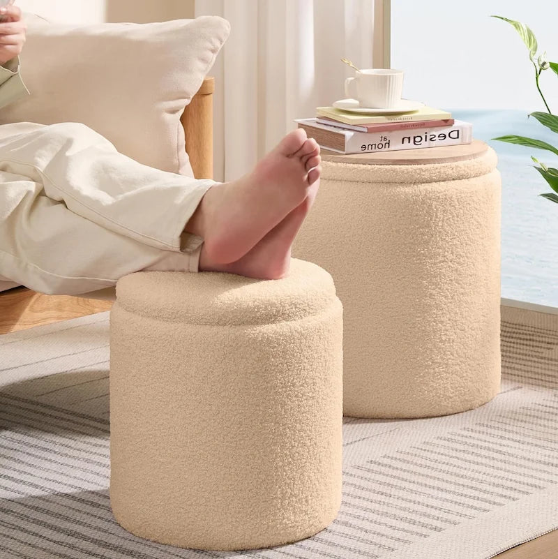 Pouf Bouclé multifonction 4en1 - 2Psc