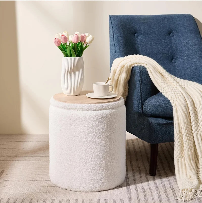 Pouf Bouclé multifonction 4en1 - 2Psc